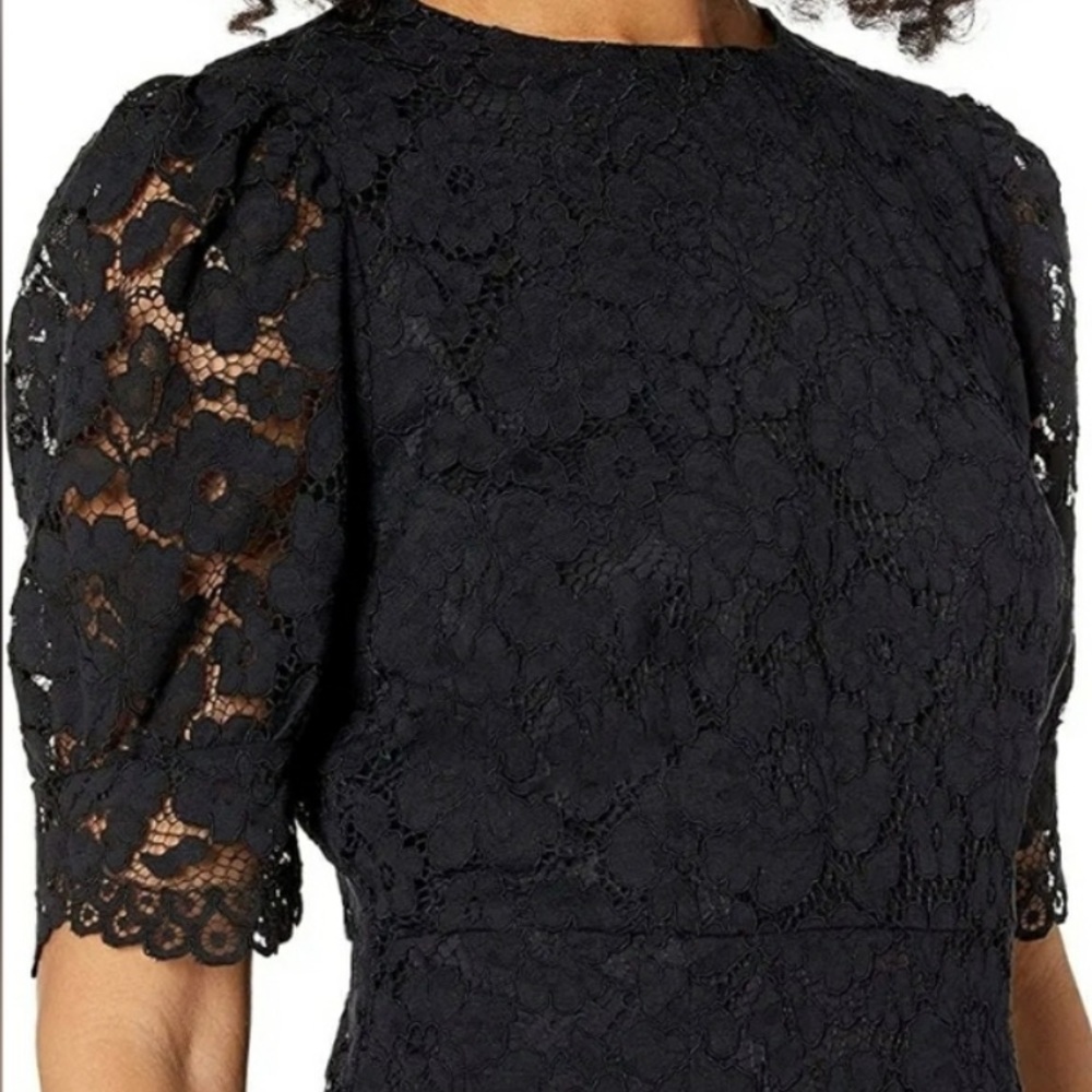 Lark & Ro Black Floral Lace Overlay Cocktail Dress LBD Little Black Dress 12 - Picture 15 of 15